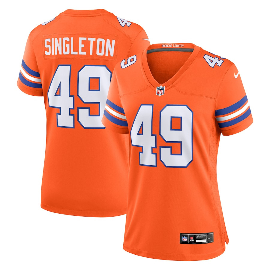 Alex Singleton 49 Denver Broncos Women's Mile High Collection 1977 Throwback Player Game Jersey - Orange Js3730