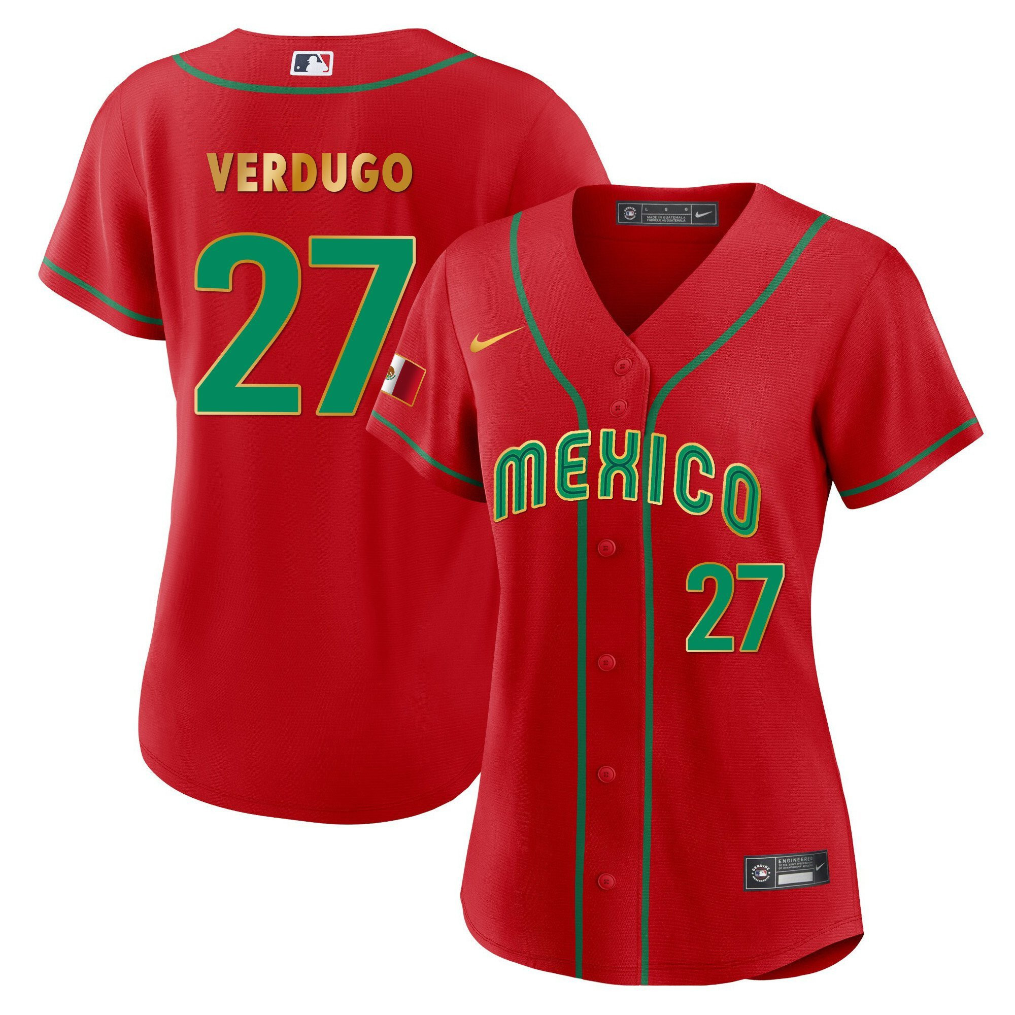 Alex Verdugo 27 Mexico 2023 Baseball Jersey - Red Gold Trim