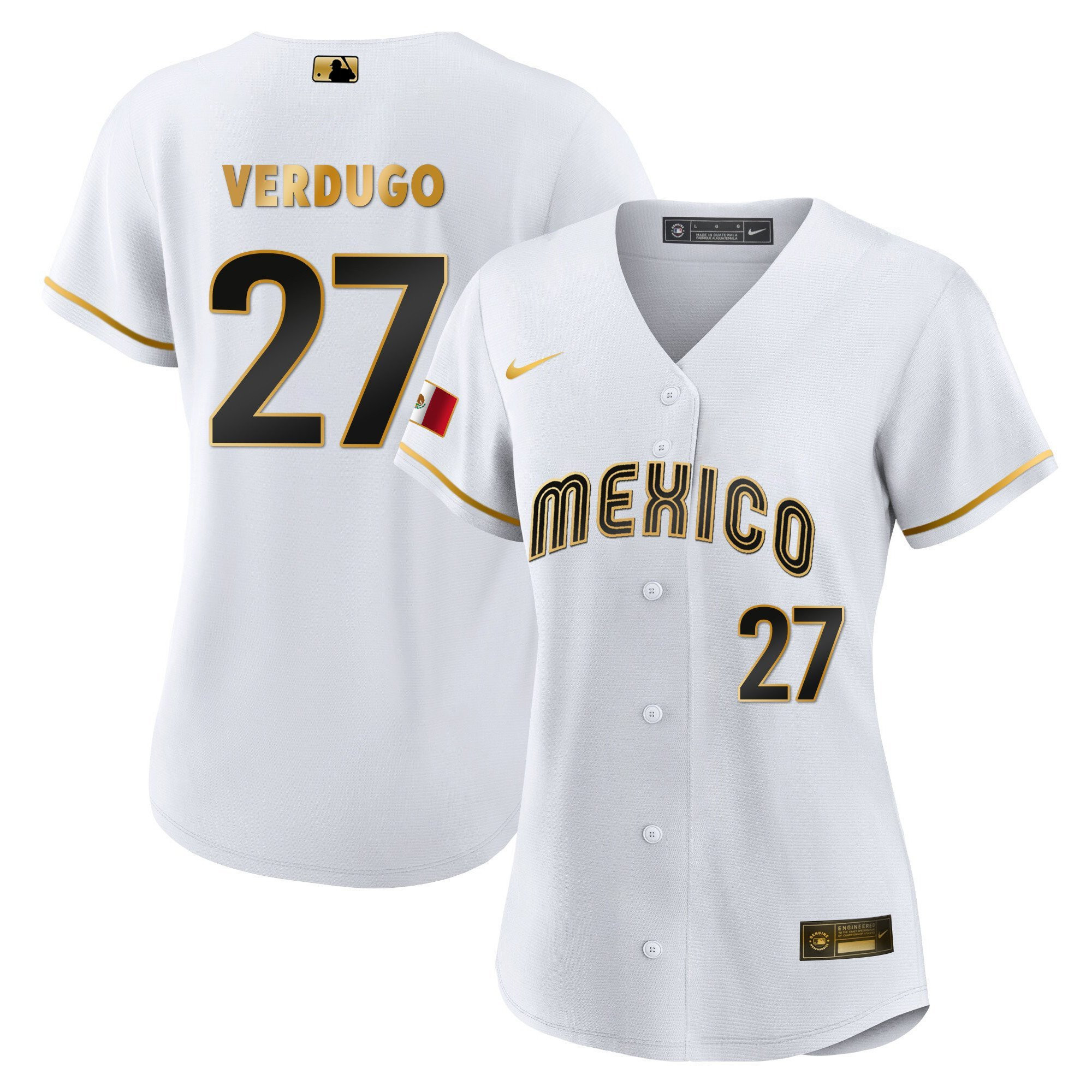 Alex Verdugo 27 Mexico 2023 Baseball Jersey - White Gold