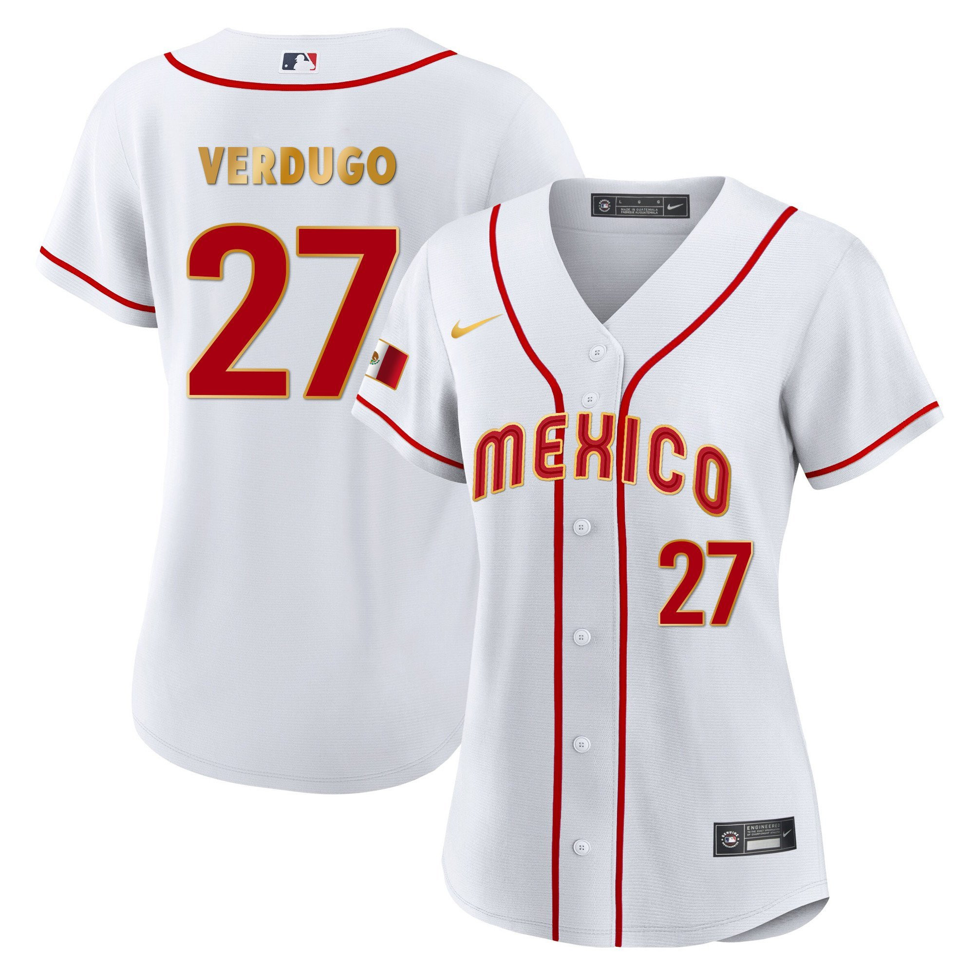 Alex Verdugo 27 Mexico 2023 Baseball Jersey - White Gold Trim