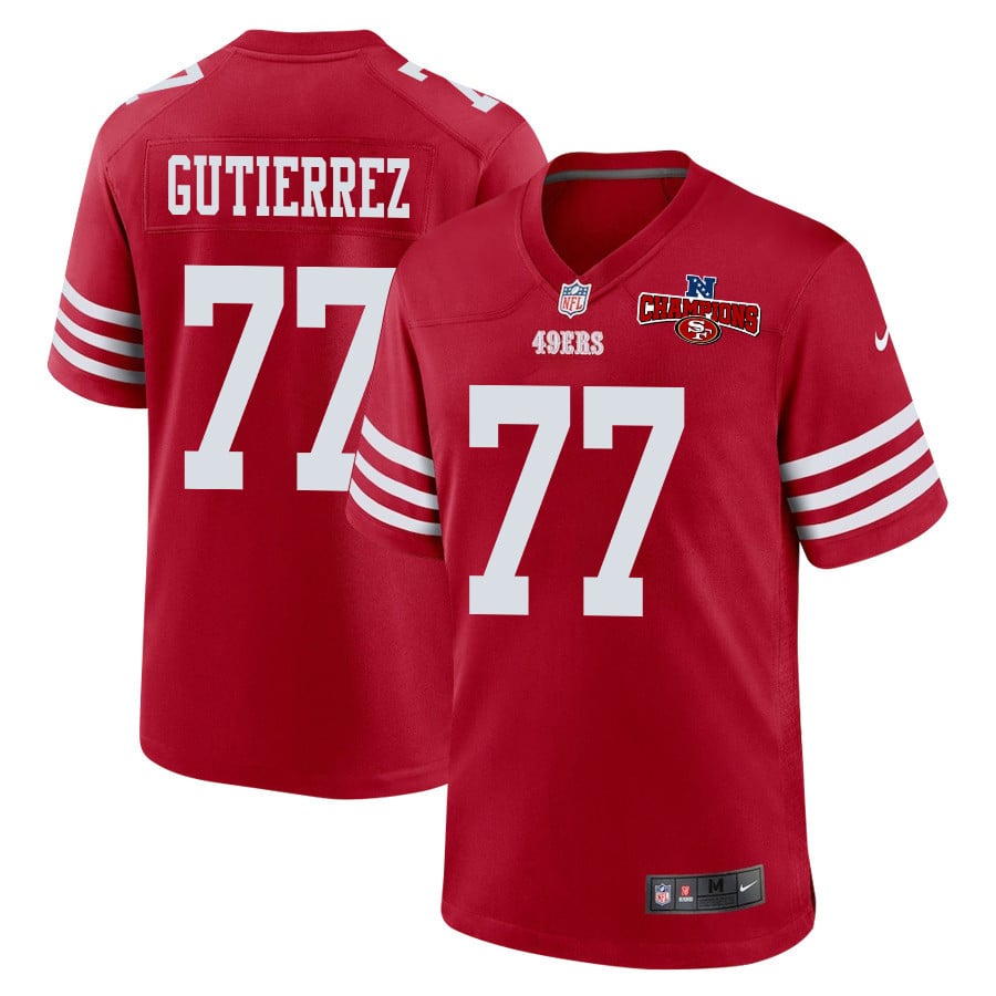 Alfredo Gutierrez 77 San Francisco 49ers Nfc Champions Patch Game Men Jersey - Scarlet Js7524