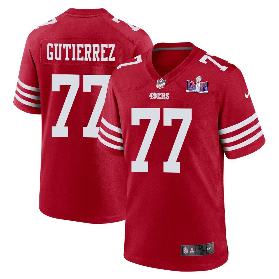 Alfredo Gutierrez 77 San Francisco 49ers Super Bowl Lviii Patch Game Men Jersey - Scarlet Js3754