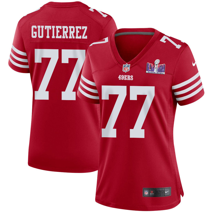 Alfredo Gutierrez 77 San Francisco 49ers Super Bowl Lviii Patch Game Women Jersey - Scarlet Js8767