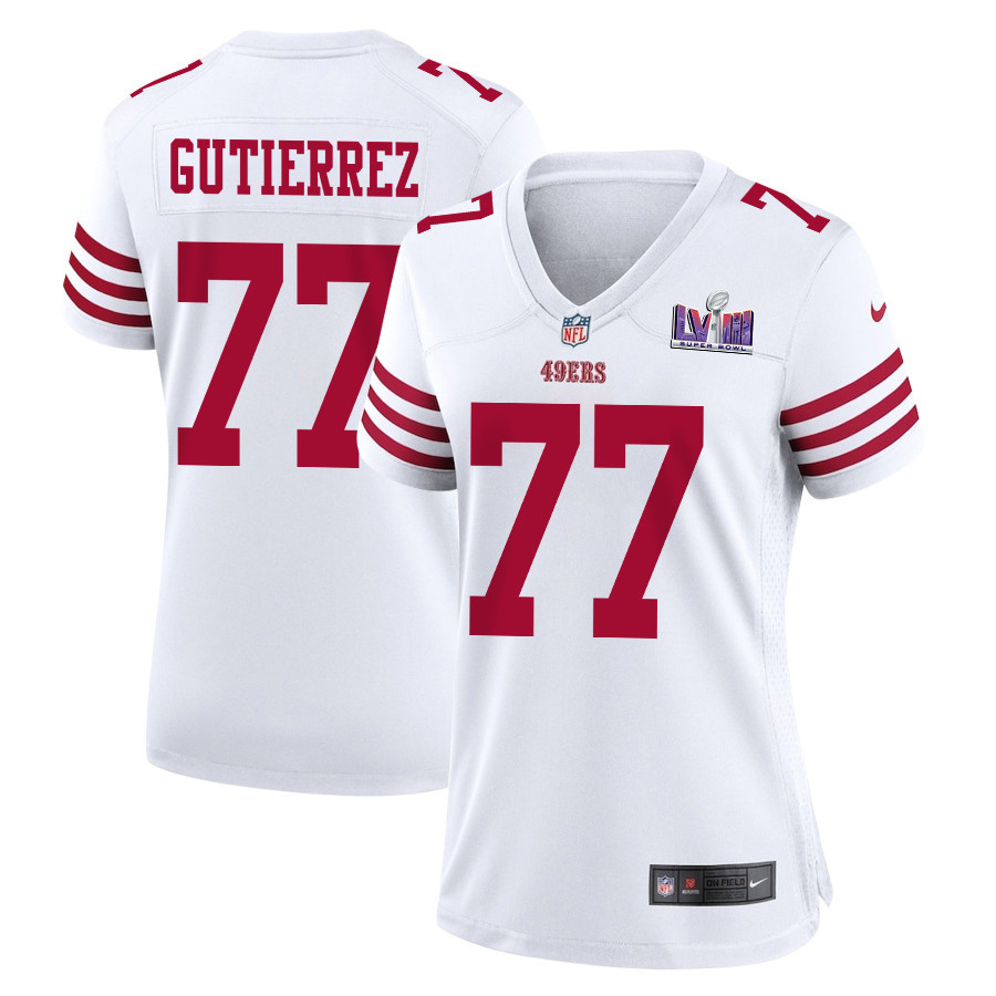 Alfredo Gutierrez 77 San Francisco 49ers Super Bowl Lviii Patch Game Women Jersey - White Js3455