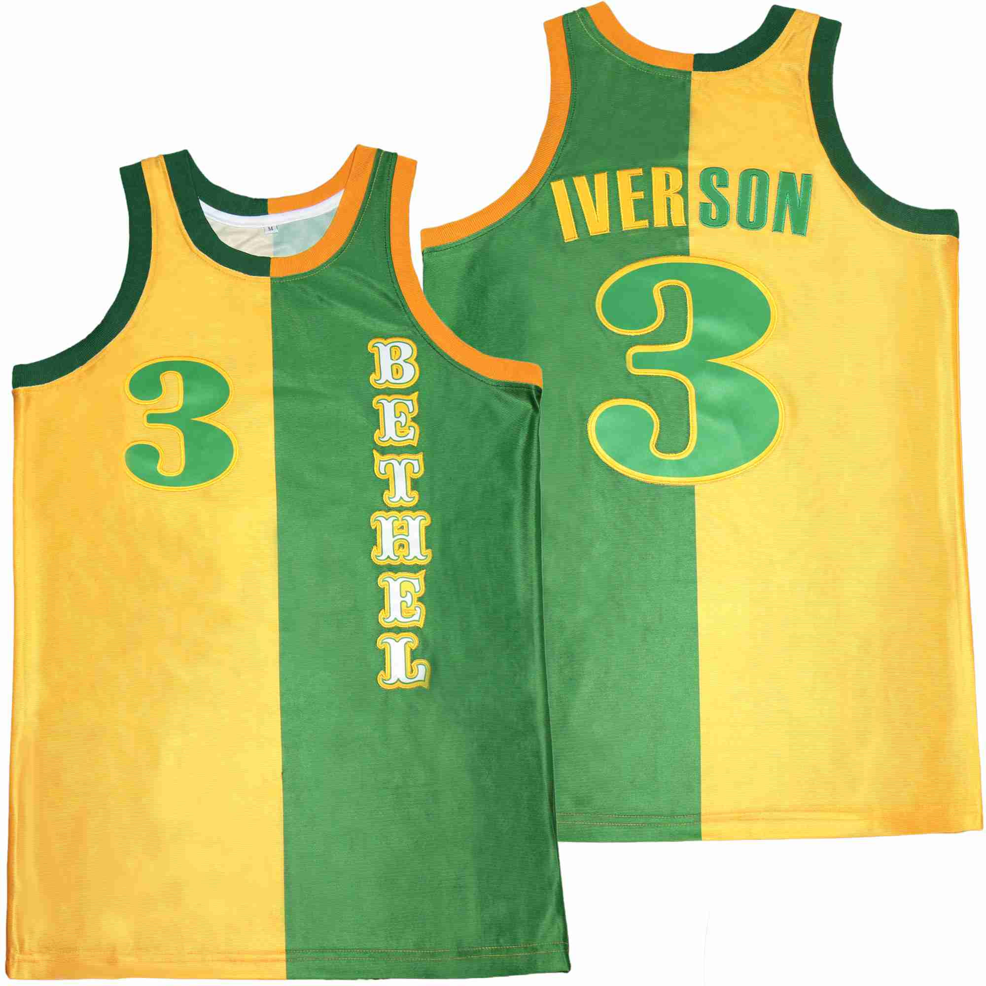 Allen Iverson 3 Bethel High School Two-toned Swingman Jersey - Yellow/green