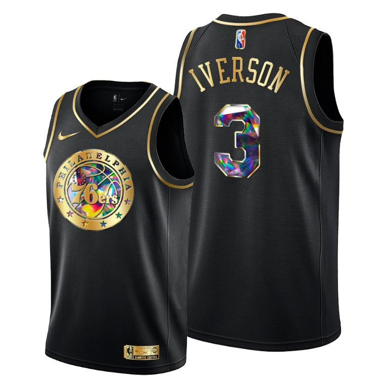 Allen Iverson 3 Philadelphia 76ers 75th Anniversary Team Black Jersey - Men