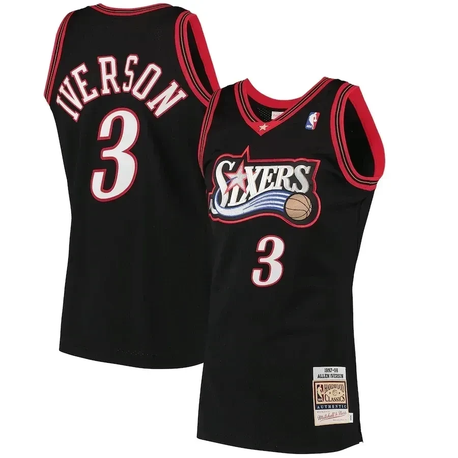 Allen Iverson Philadelphia 76ers Mitchell & Ness 1997 Hardwood Classics Jersey - Black