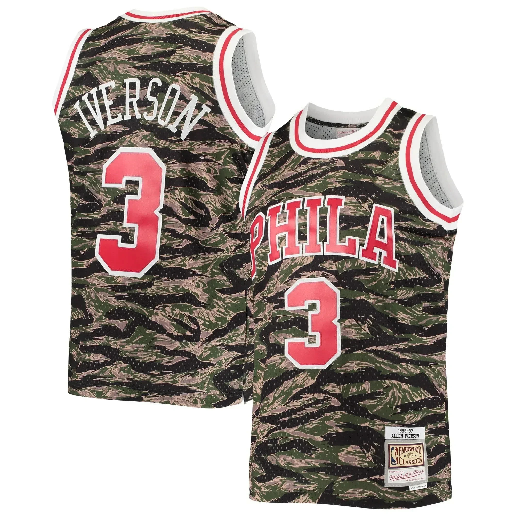 Allen Iverson Philadelphia 76ers Mitchell & Ness Hardwood Classics Tiger Swingman Jersey - Camo