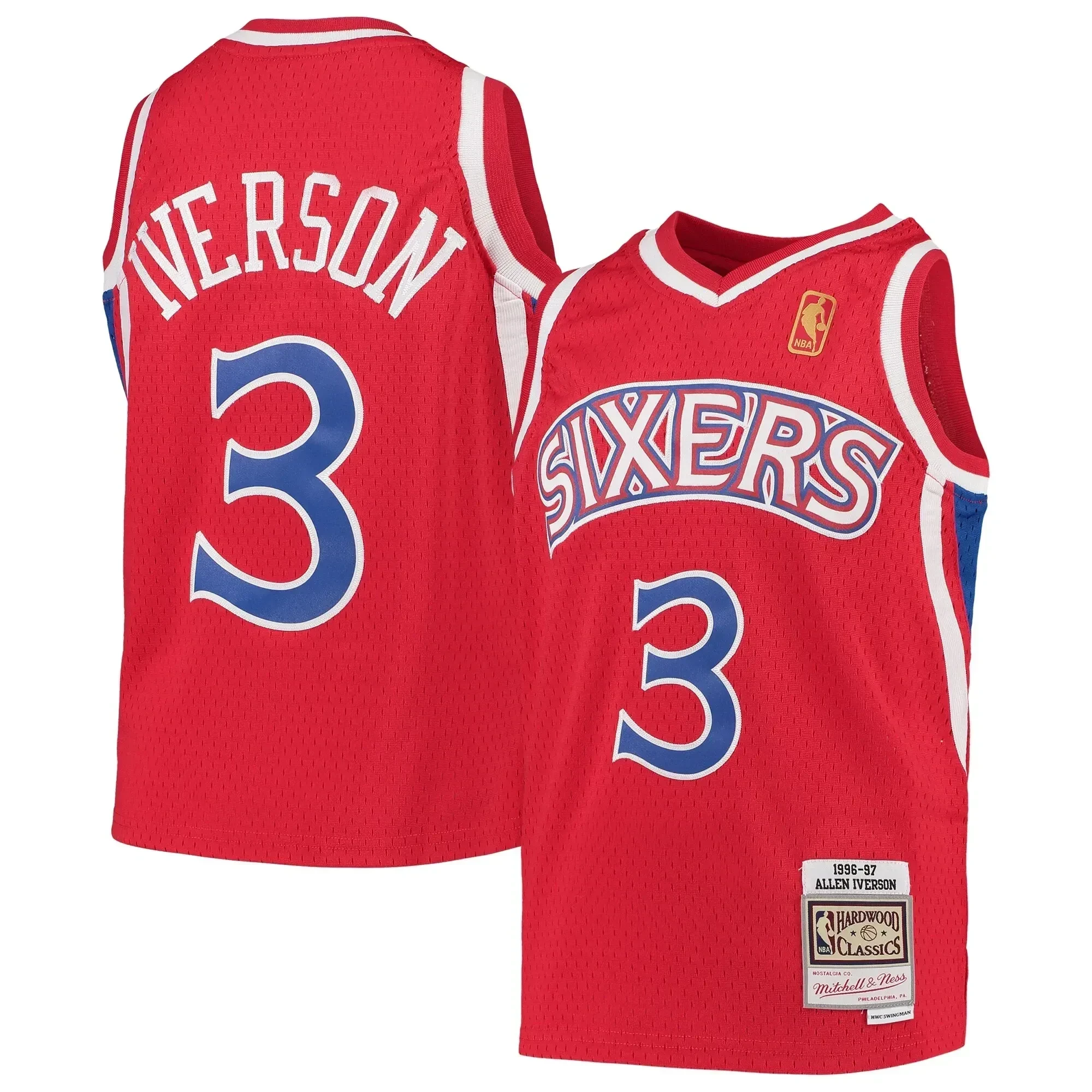 Allen Iverson Philadelphia 76ers Mitchell & Ness Youth 1996-97 Hardwood Classics Swingman Throwback Jersey - Red