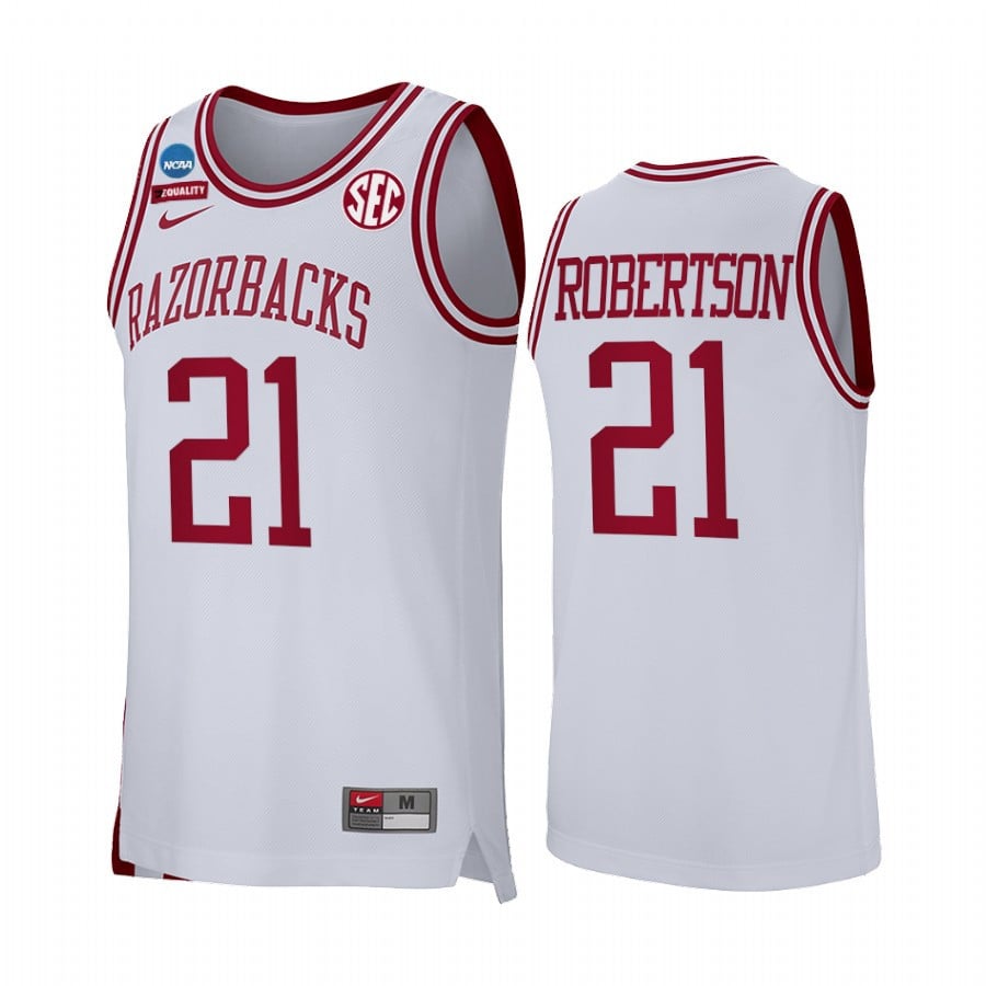 Alvin Robertson 21 Arkansas Razorbacks White Jersey Retro Basketball Alumni