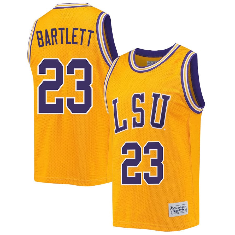 Amani Bartlett 23 Lsu Tigers 2023 Basketball Jersey Retro- Gold