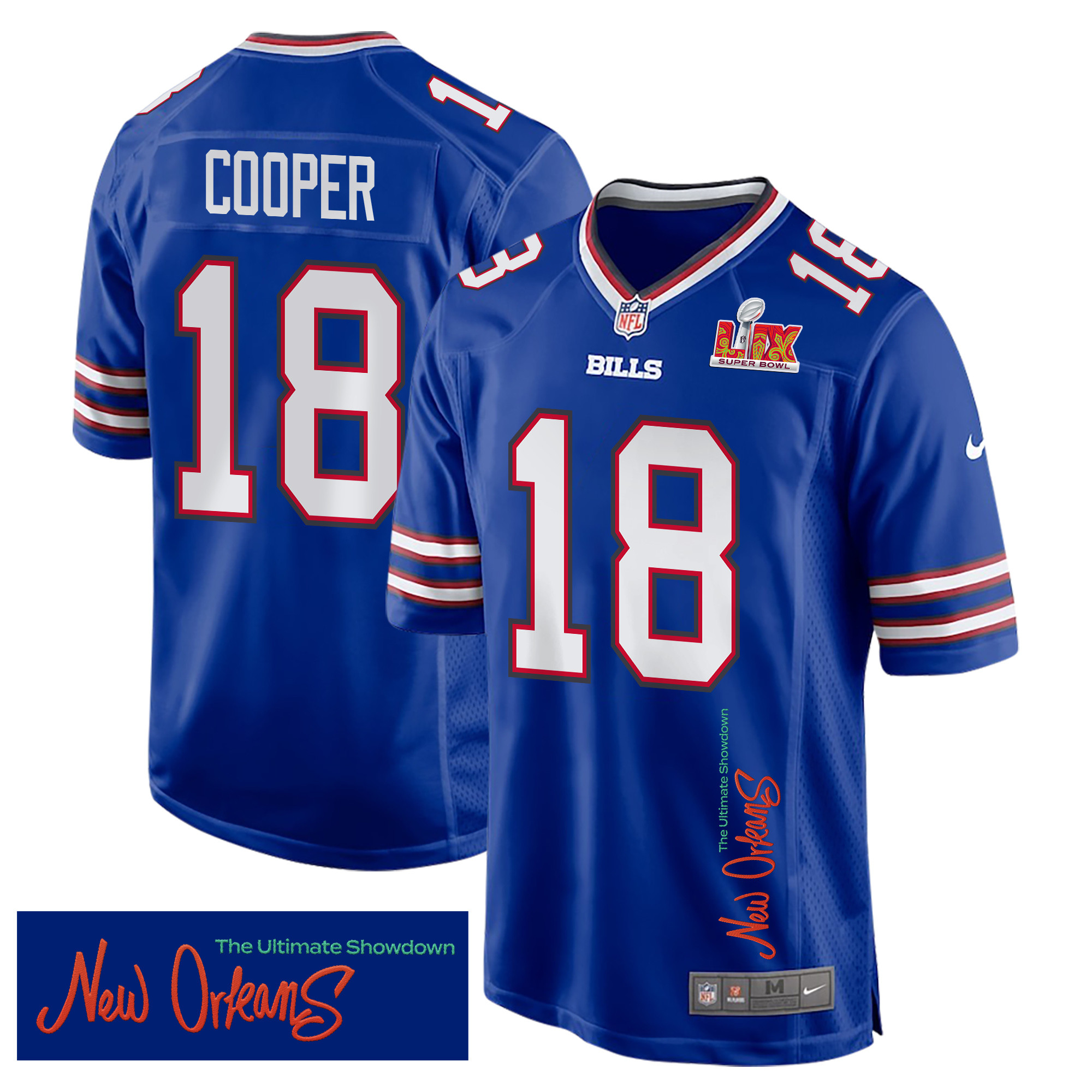 Amari Cooper 18 Buffalo Bills Super Bowl Lix 'new Orleans - The Ultimate Showdown' Embroidered Game Men Jersey - Royal Js4877