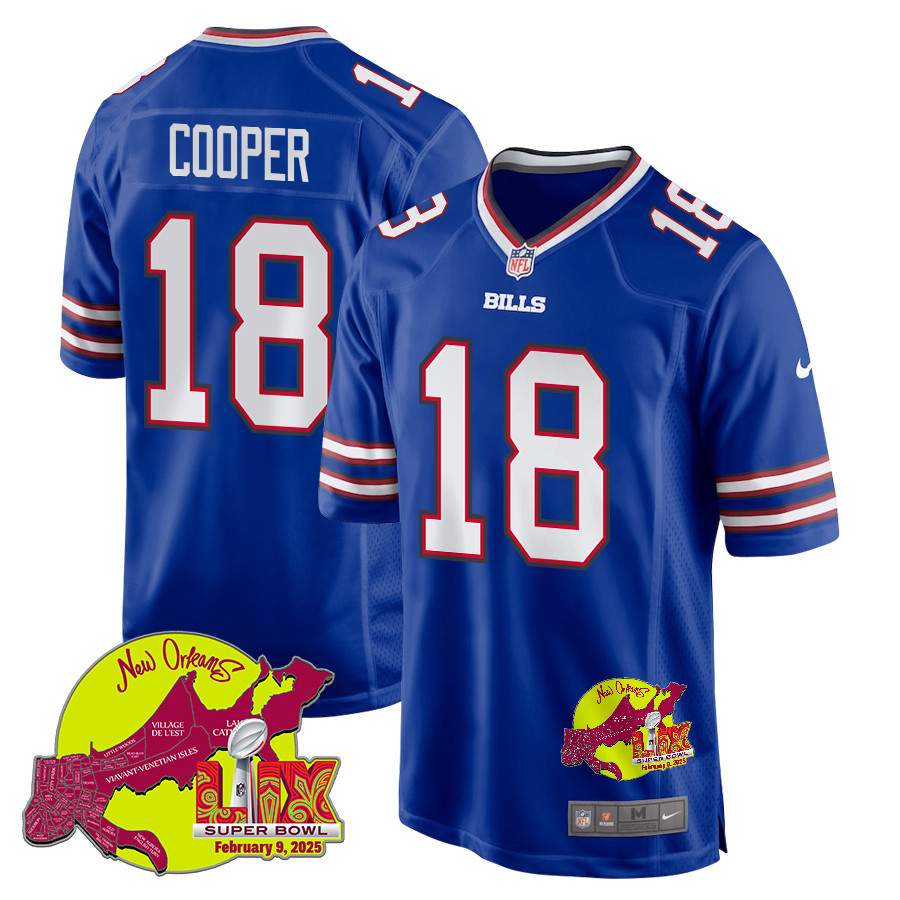 Amari Cooper 18 Buffalo Bills Super Bowl Lix New Orleans Patch Game Men Jersey - Royal Js7243