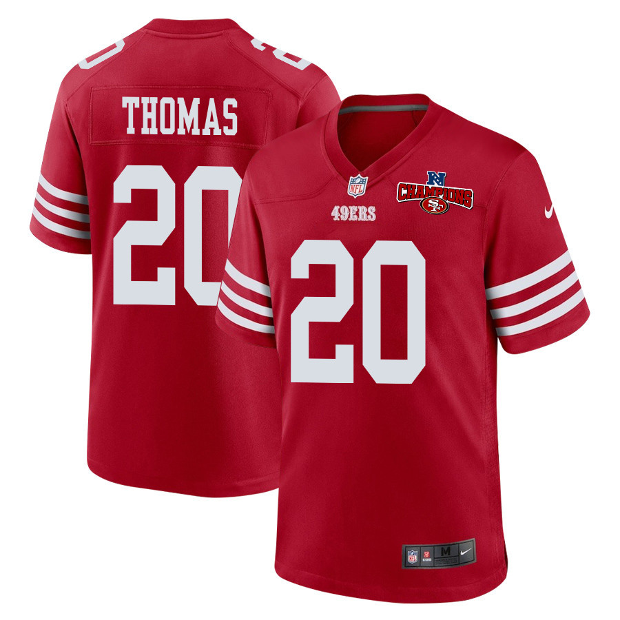Ambry Thomas 20 San Francisco 49ers Nfc Champions Patch Game Men Jersey - Scarlet Js8076