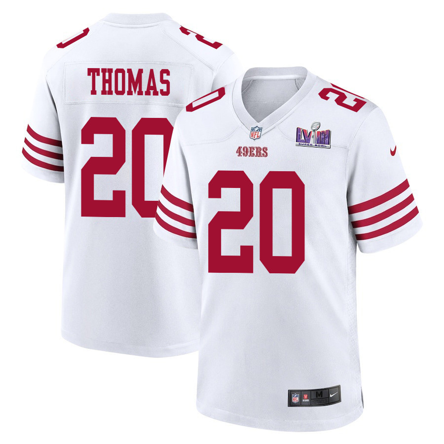 Ambry Thomas 20 San Francisco 49ers Super Bowl Lviii Patch Game Men Jersey - White Js4372