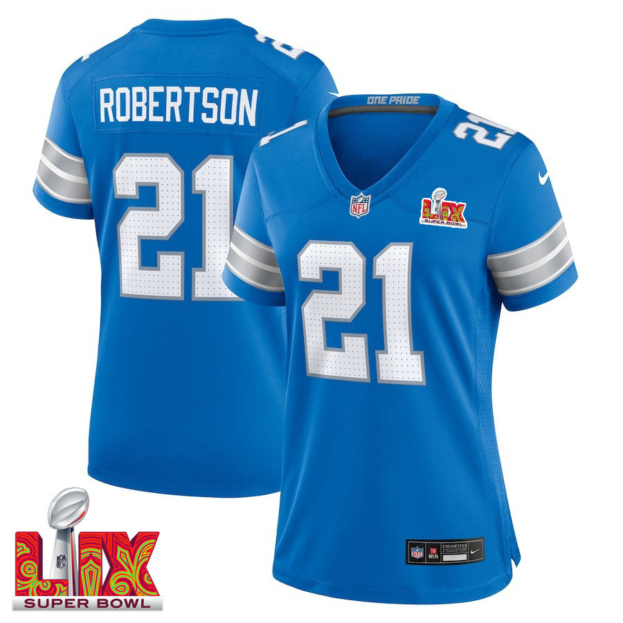 Amik Robertson #21 Detroit Lions Super Bowl Lix Women's Jersey - Blue Js2392