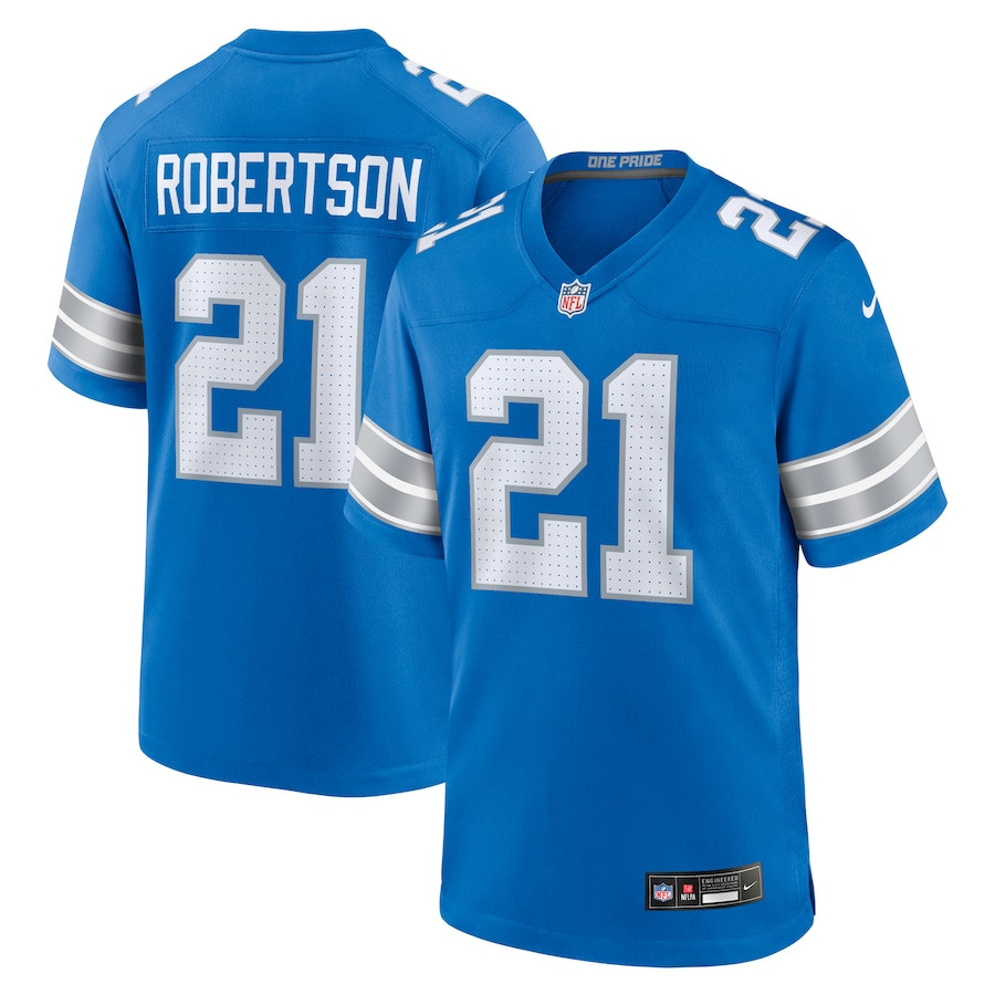 Amik Robertson 21 Detroit Lions Team Game Men Jersey - Blue Js1788