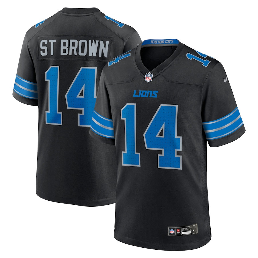 Amon-ra St. Brown 14 Detroit Lions 2nd Alternate Game Jersey - Men, Black Js5137