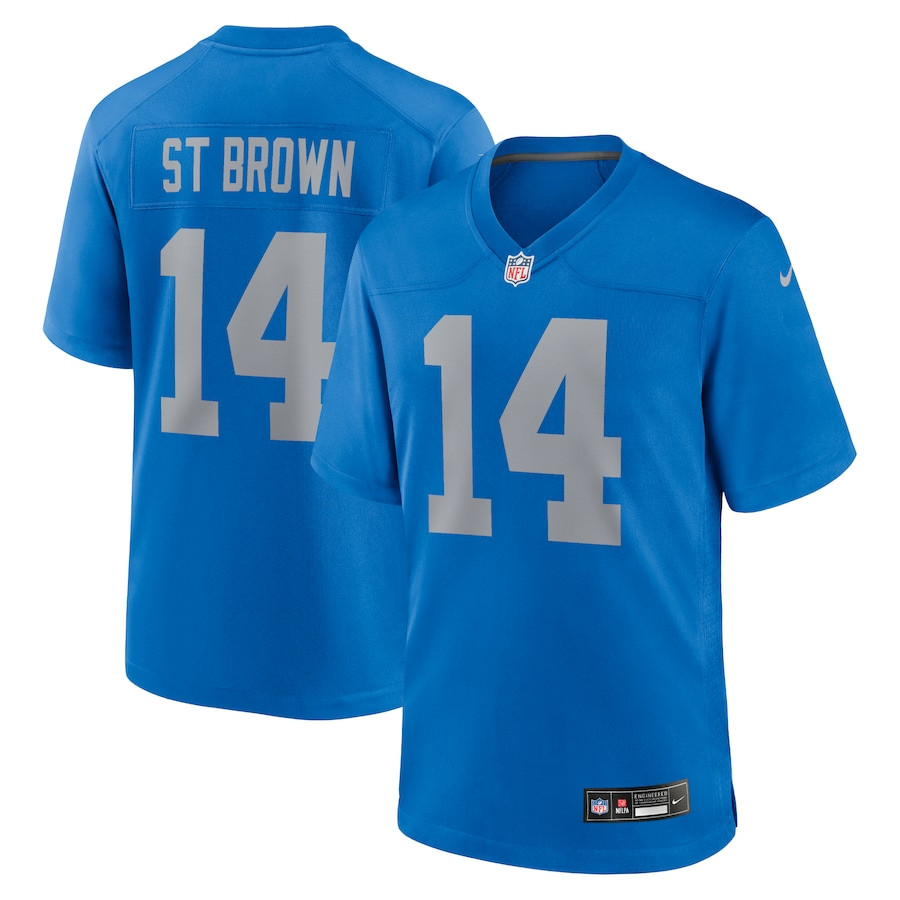 Amon-ra St. Brown 14 Detroit Lions Alternate Game Men Jersey - Blue Js3244