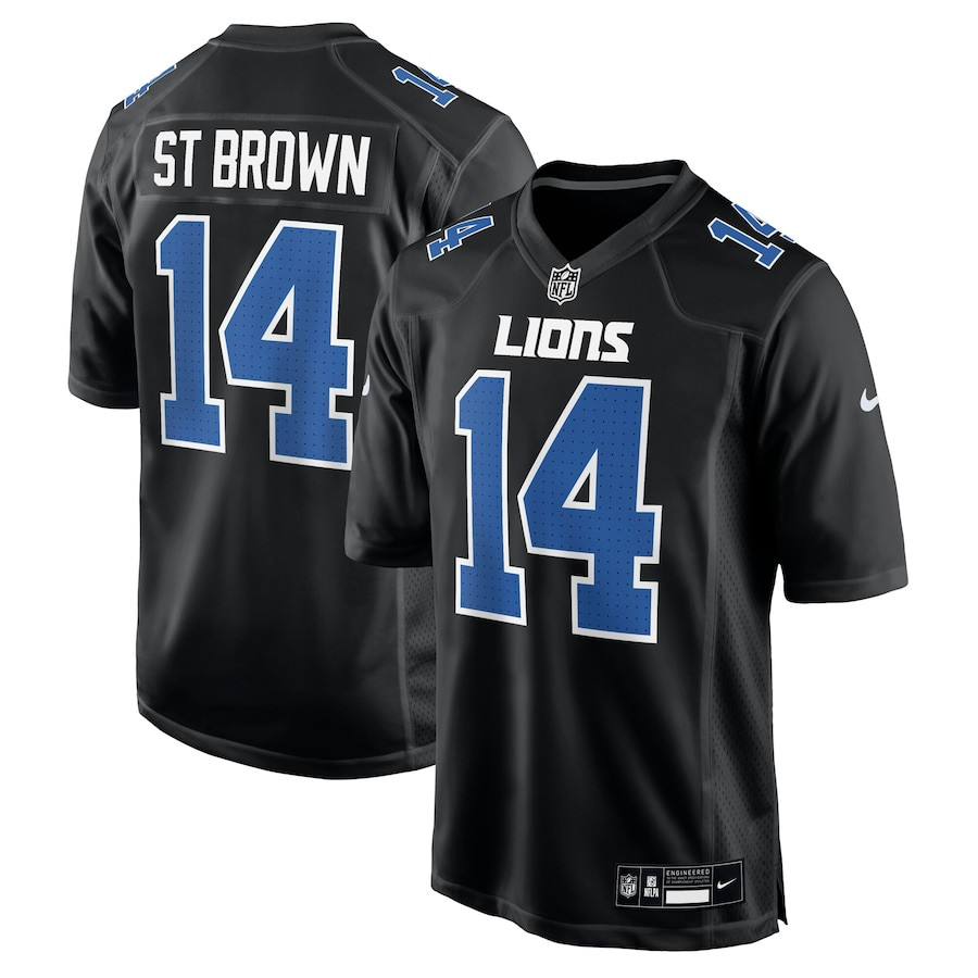 Amon-ra St. Brown 14 Detroit Lions Carbon Fashion Men Jersey - Carbon Black Js2874
