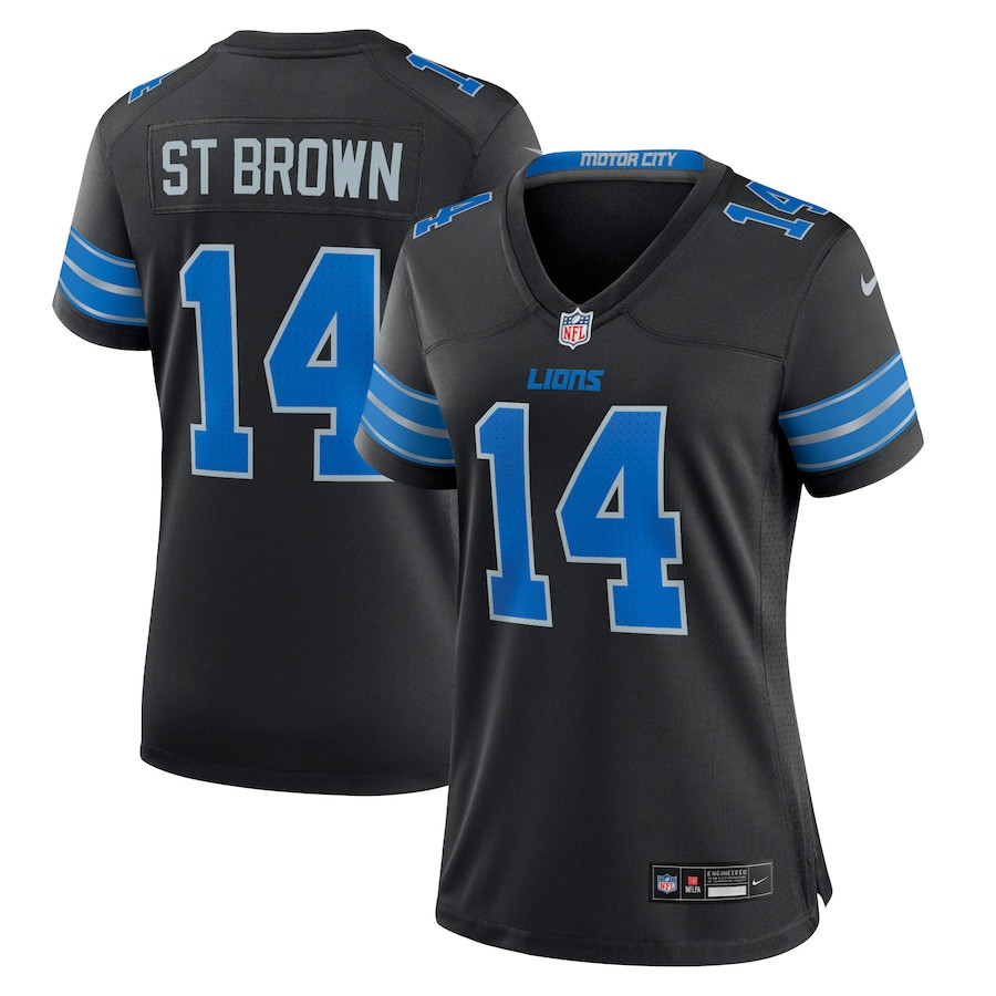 Amon-ra St. Brown 14 Detroit Lions Women's 2nd Alternate Game Jersey - Black Js5672
