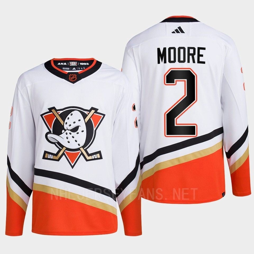 Anaheim Ducks 2022 Reverse Retro 2.0 John Moore 2 White Primegreen Jersey Men's