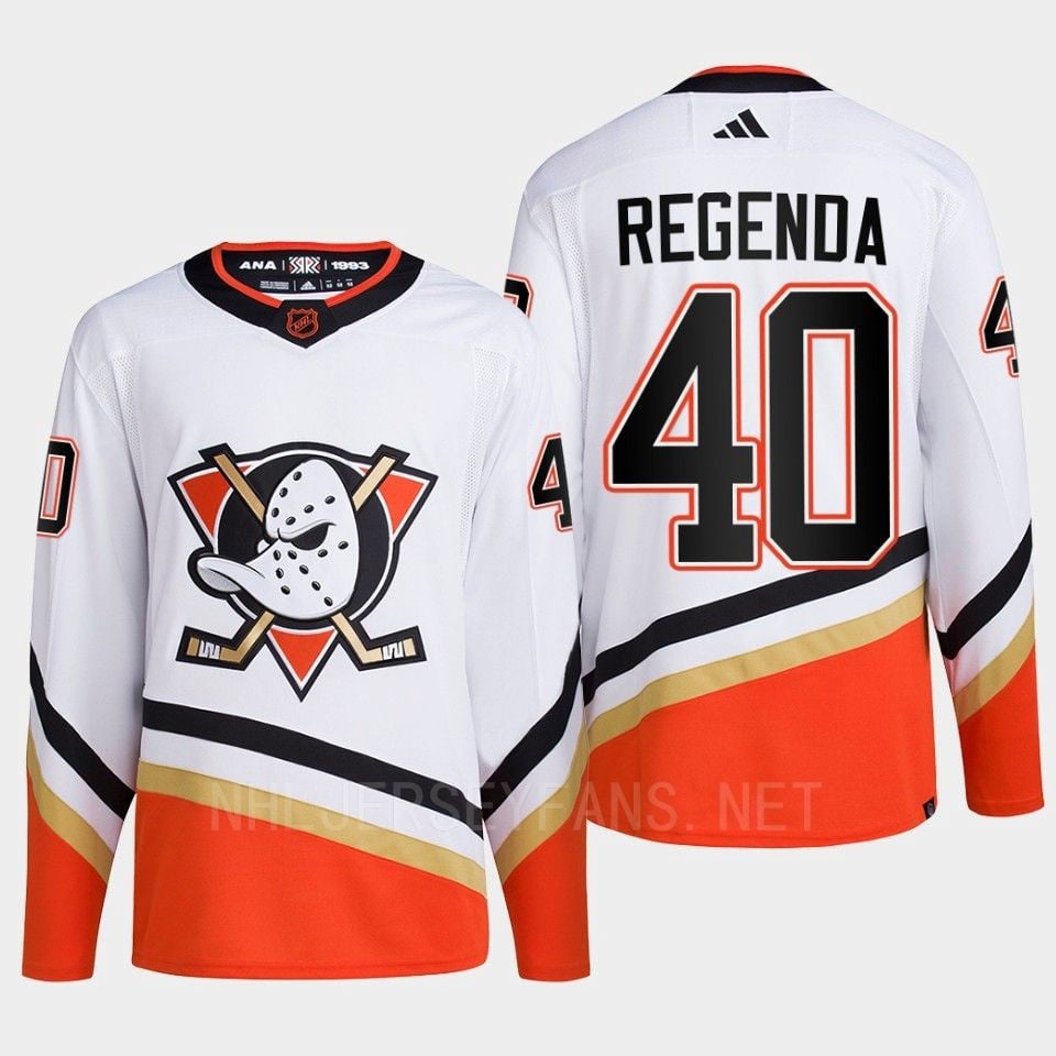 Anaheim Ducks 2022 Reverse Retro 2.0 Pavol Regenda 40 White Primegreen Jersey Men's