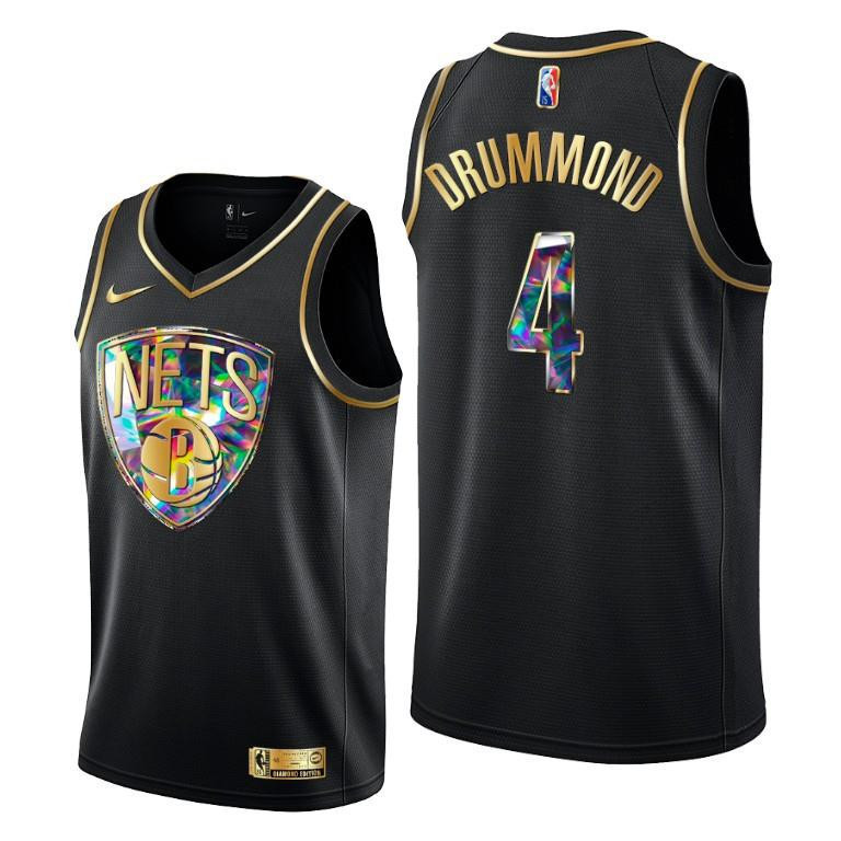Andre Drummond 4 Brooklyn Nets Diamond Logo Black Jersey - Men Jersey