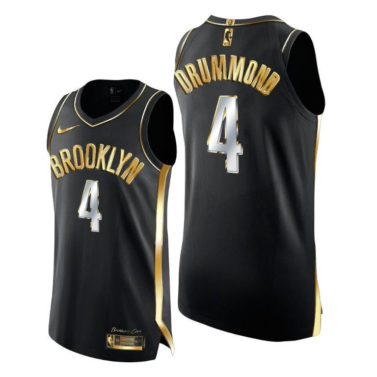 Andre Drummond 4 Brooklyn Nets Golden Edition Black Jersey - Men Jersey