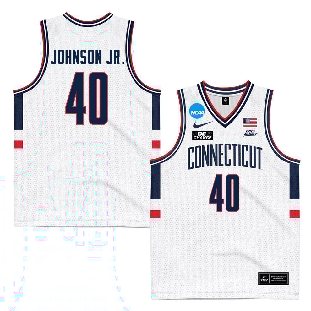 Andre Johnson Jr. 40 Uconn Huskies 2024 Men's Basketball Jersey - White, Unisex Jersey