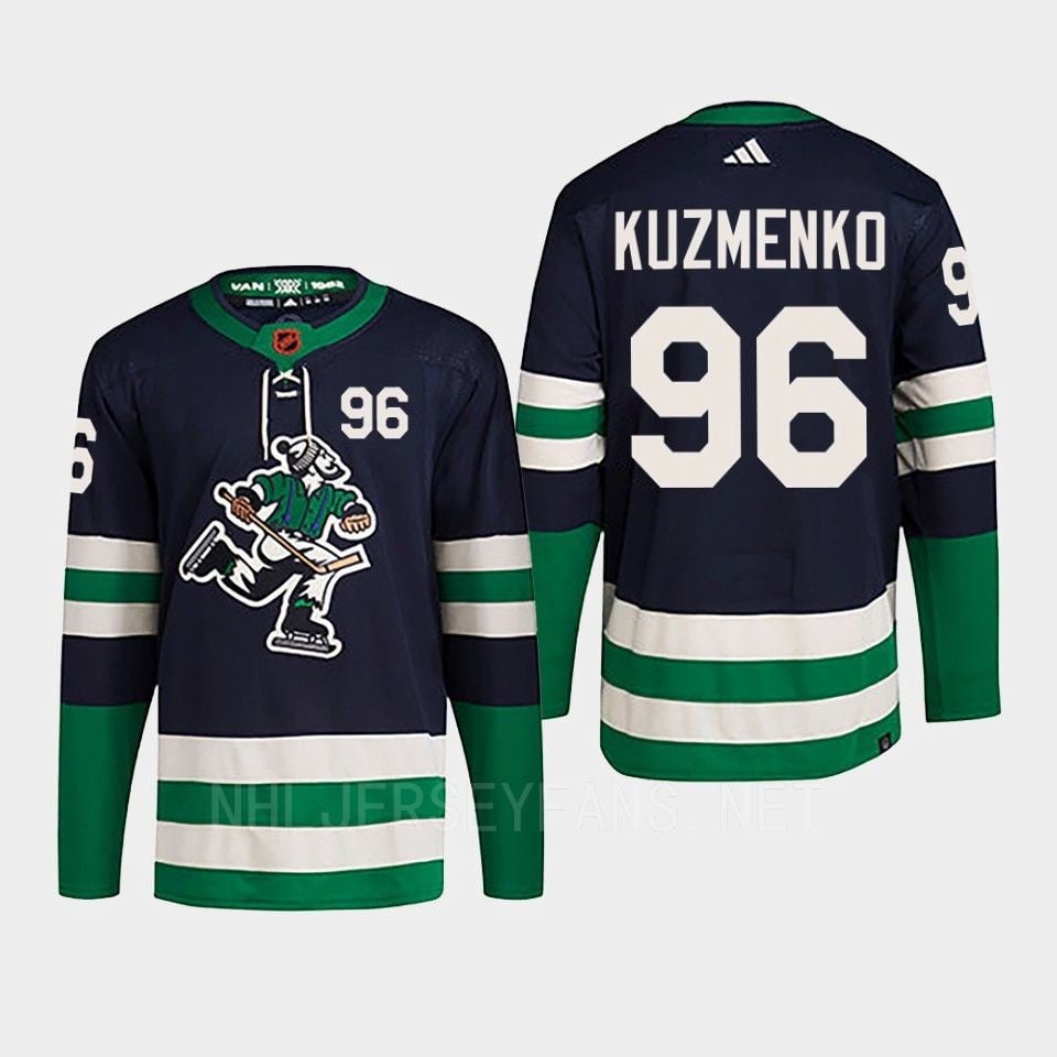 Andrei Kuzmenko 96 Reverse Retro 2.0 2022 Vancouver Canucks Navy Jersey Primegreen