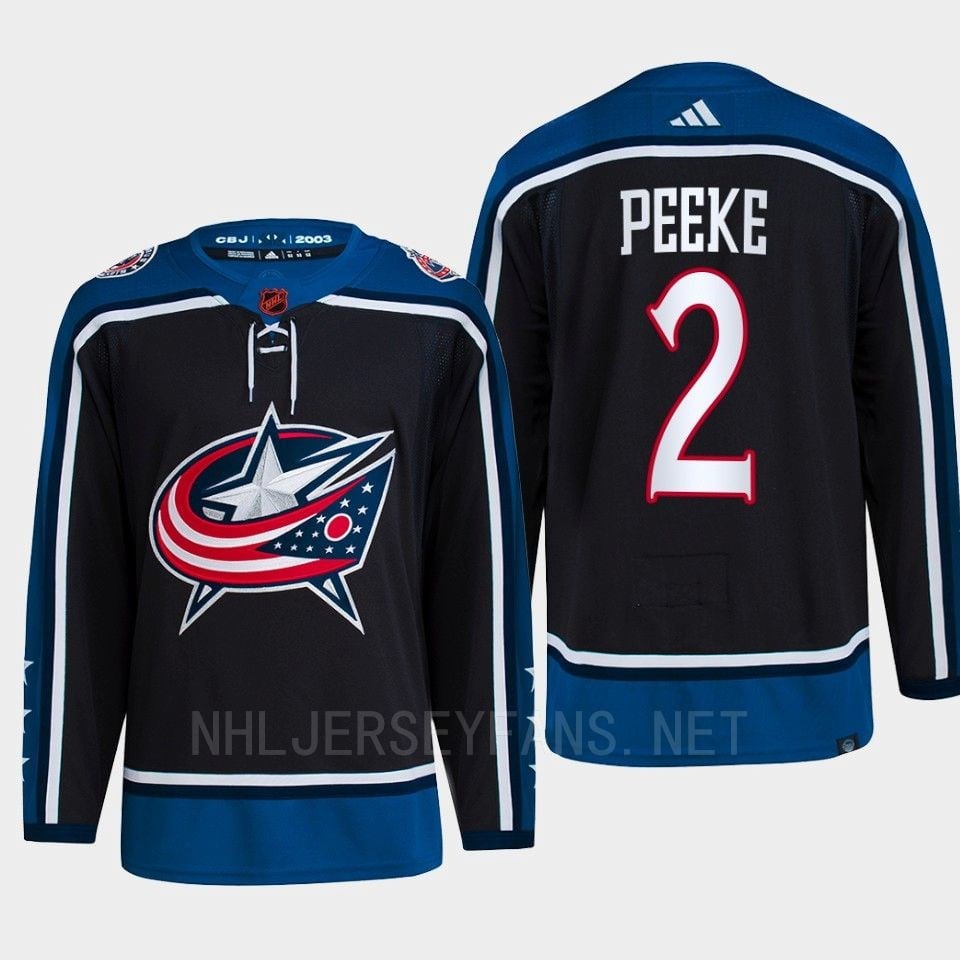 Andrew Peeke 2 Reverse Retro 2.0 2022 Columbus Blue Jackets Navy Jersey Primegreen