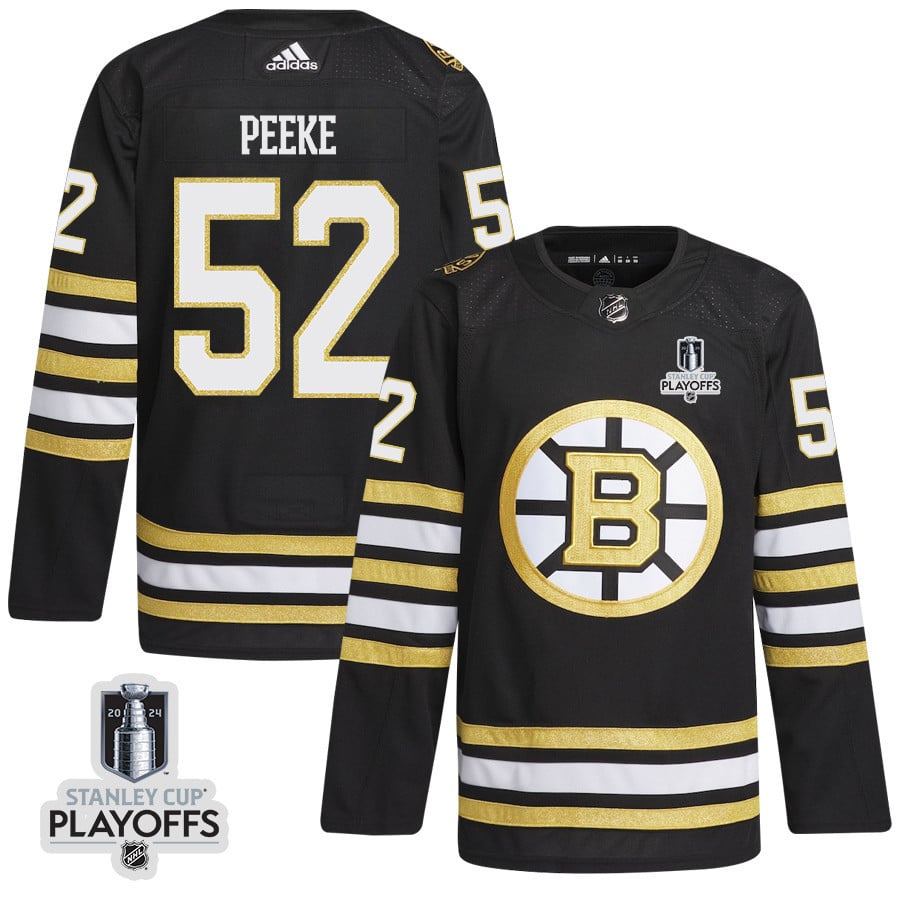 Andrew Peeke 52 Boston Bruins 2024 Nhl Playoffs Patch Home Jersey - Men, Black