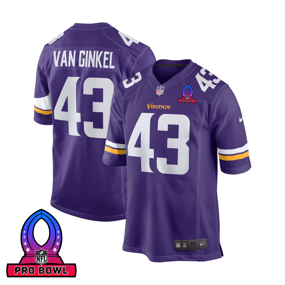 Andrew Van Ginkel 43 Baltimore Ravens 2025 Pro Bowl Patch Game Men Jersey - Purple Js8997