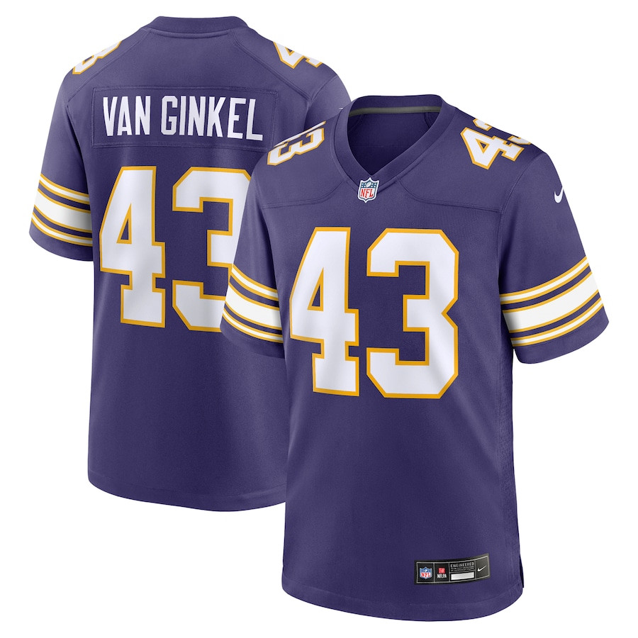 Andrew Van Ginkel 43 Minnesota Vikings Alternate Game Men Jersey - Purple Js8663