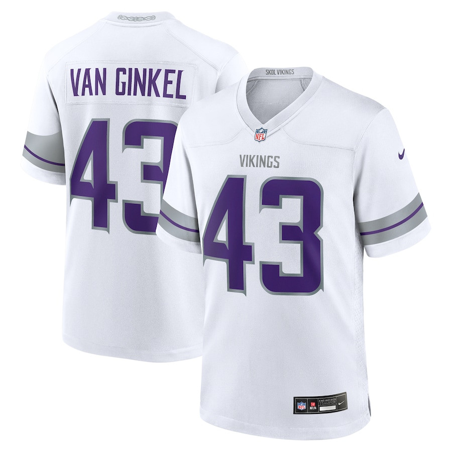 Andrew Van Ginkel 43 Minnesota Vikings Alternate Game Men Jersey - White Js4051