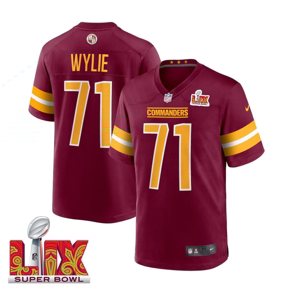 Andrew Wylie #71 Washington Commanders Super Bowl Lix Jersey - Men's - Burgundy Js4913