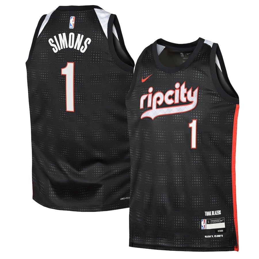 Anfernee Simons 1 Portland Trail Blazers 2024/25 Swingman Player Youth Jersey - City Edition - Black