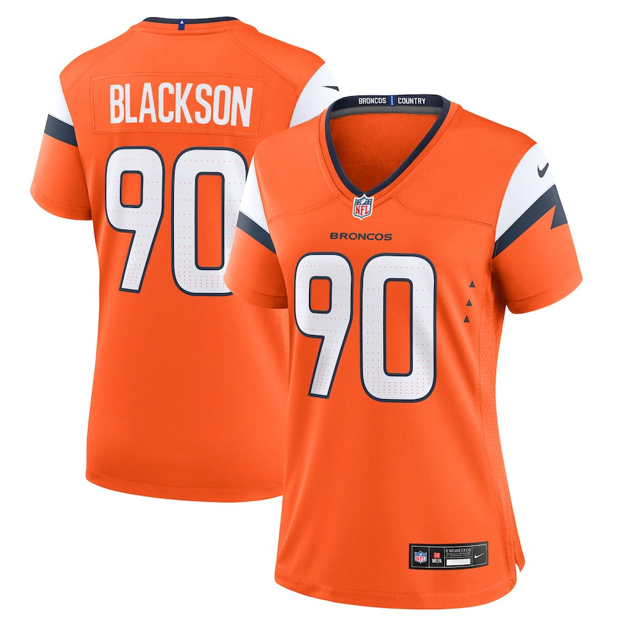 Angelo Blackson 90 Denver Broncos Women's Game Jersey - Orange Js1171