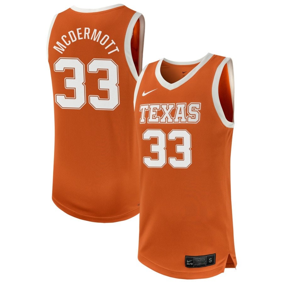 Anthon Mcdermott 33 Texas Longhorns Nil Men's Basketball Jersey - Texas Orange