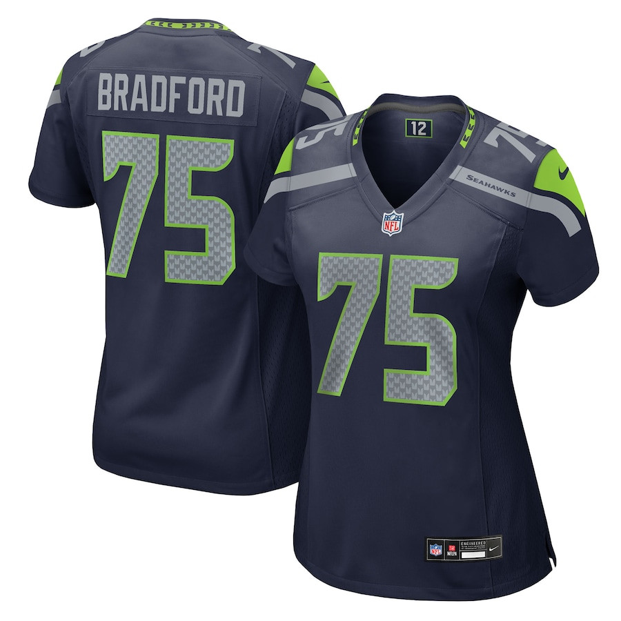 Anthony Bradford 75 Seattle Seahawks Women's Team Game Jersey - College Navy Js4704