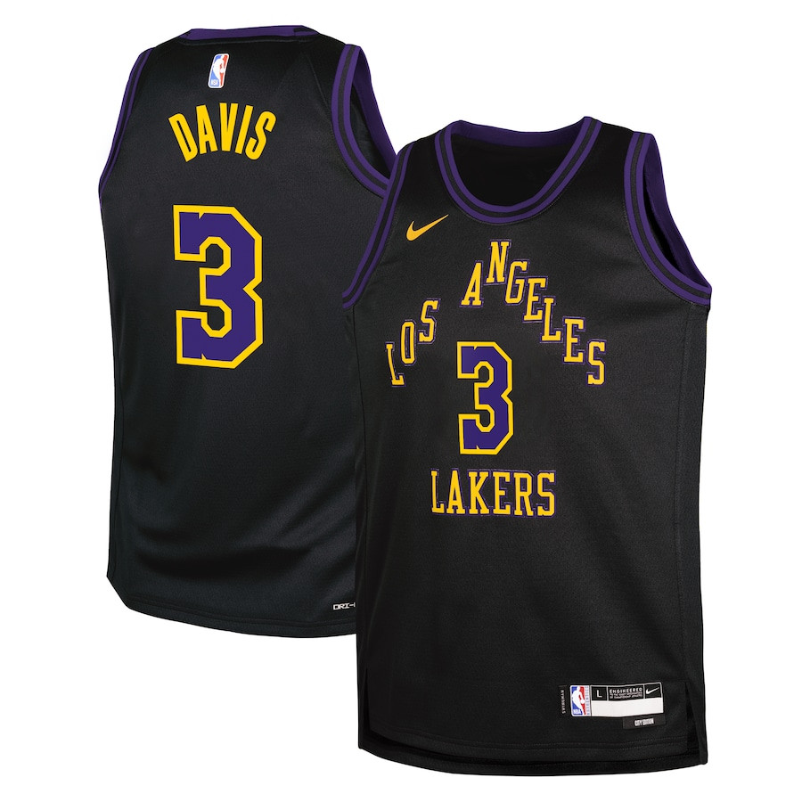 Anthony Davis 3 Los Angeles Lakers 2023/24 City Edition Swingman Youth Jersey - Black