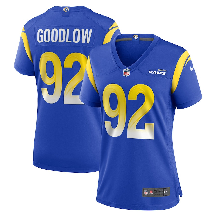 Anthony Goodlow 92 Los Angeles Rams Women's Game Jersey - Royal Js4135