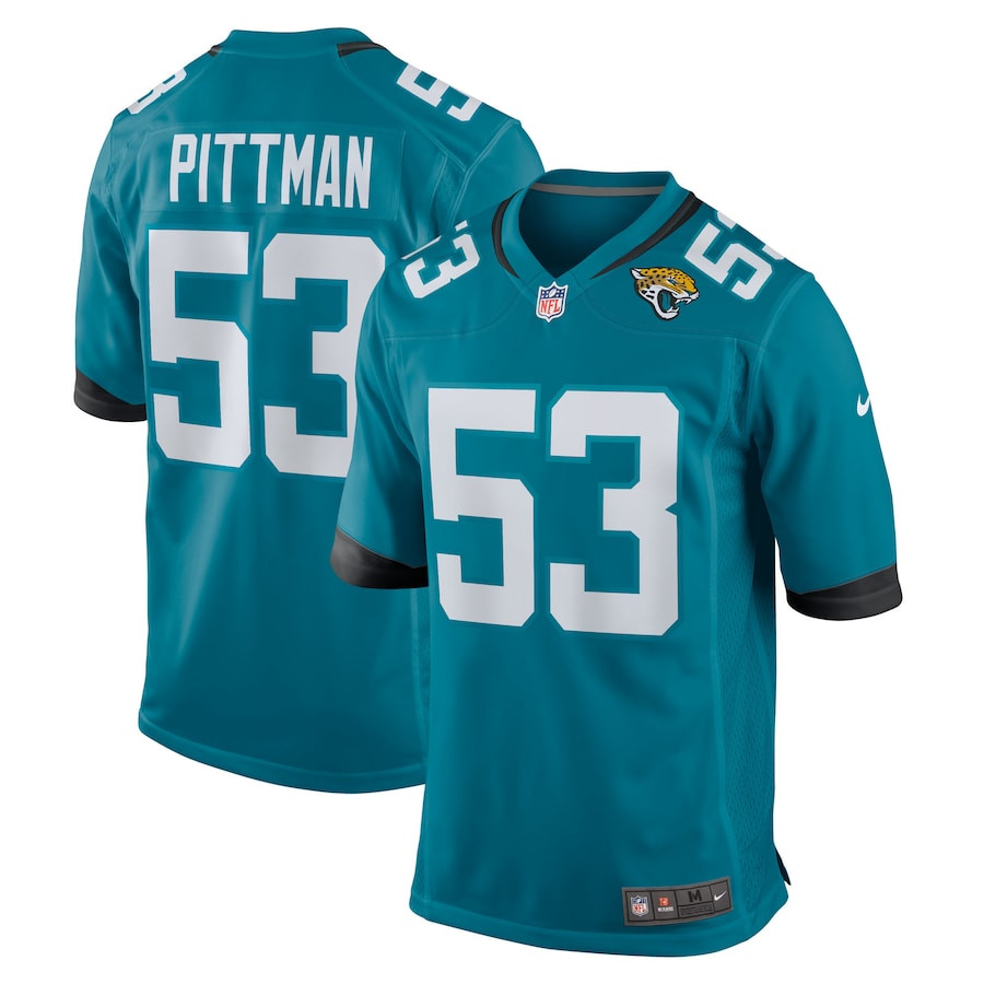 Anthony Pittman 53 Jacksonville Jaguars Team Game Men Jersey - Teal Js3833