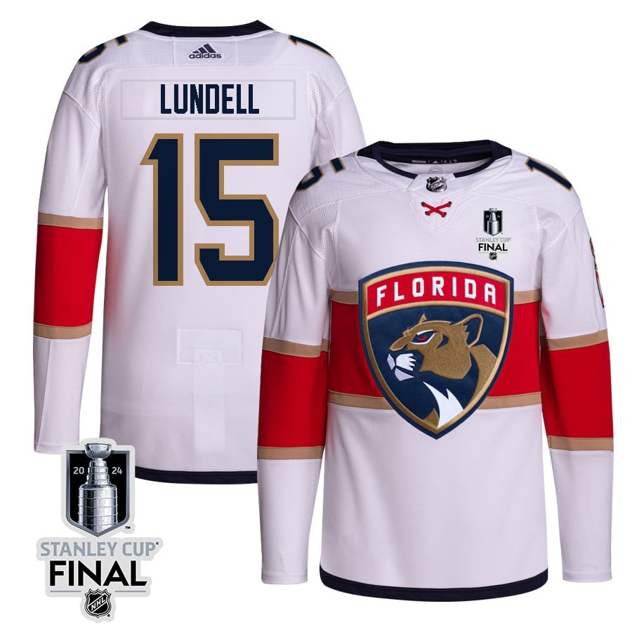 Anton Lundell 15 Florida Panthers 2024 Stanley Cup Final Away Breakaway Jersey - Men, White