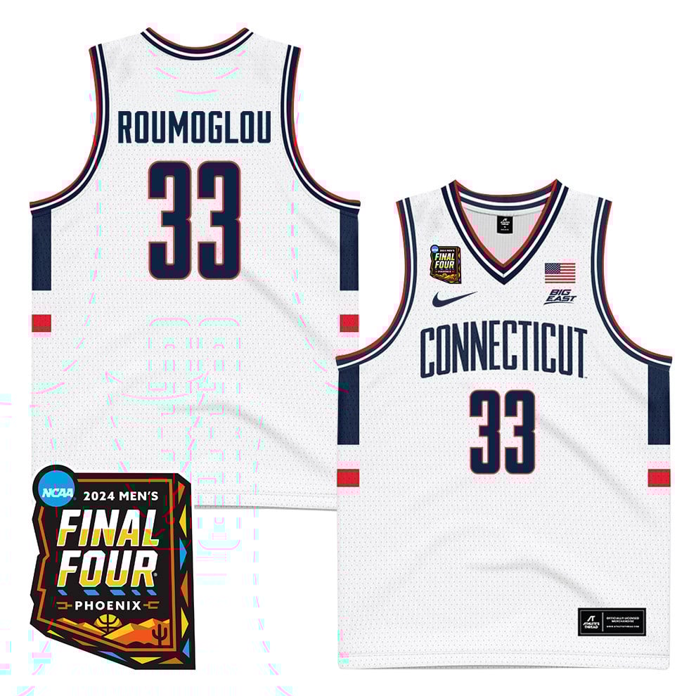 Apostolos Roumoglou 33 Uconn Huskies 2024 Final Four Patch Men's Basketball Jersey - Unisex Jersey