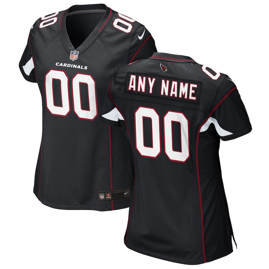 Arizona Cardinals Women Alternate Custom Game Jersey - Black Js8964