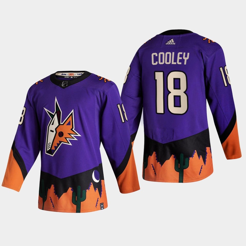 Arizona Coyotes 18 Logan Cooley 2022 Draft Purple Jersey Reverse Retro