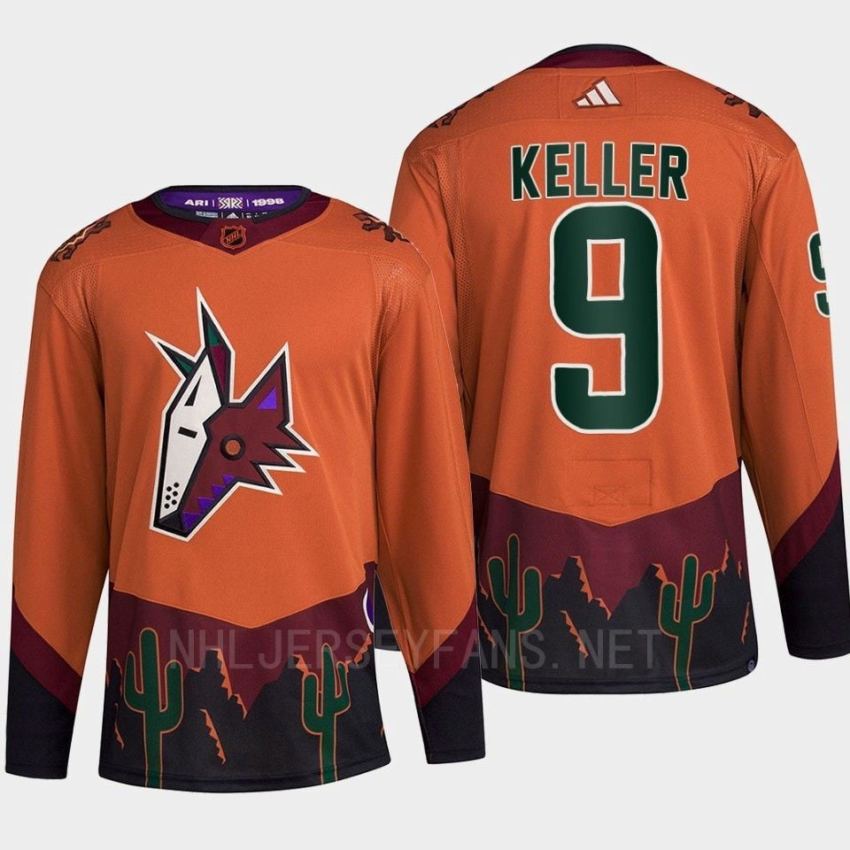 Arizona Coyotes 2022 Reverse Retro 2.0 Clayton Keller 9 Orange Primegreen Jersey Men's