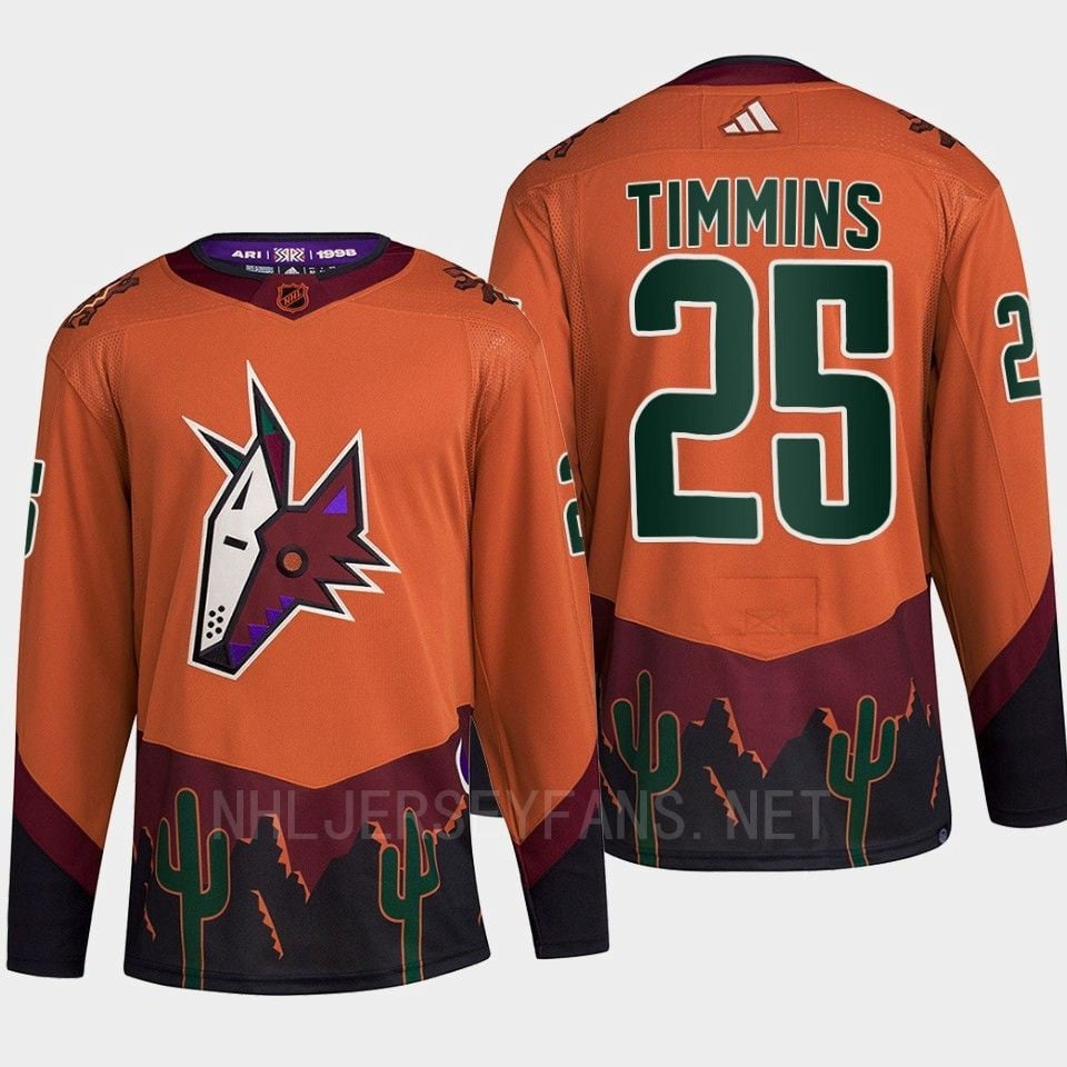 Arizona Coyotes 2022 Reverse Retro 2.0 Conor Timmins 25 Orange Primegreen Jersey Men's
